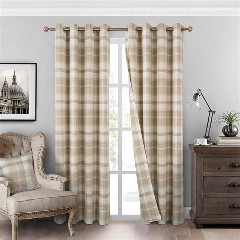 beige plaid curtains|beige curtain panels.